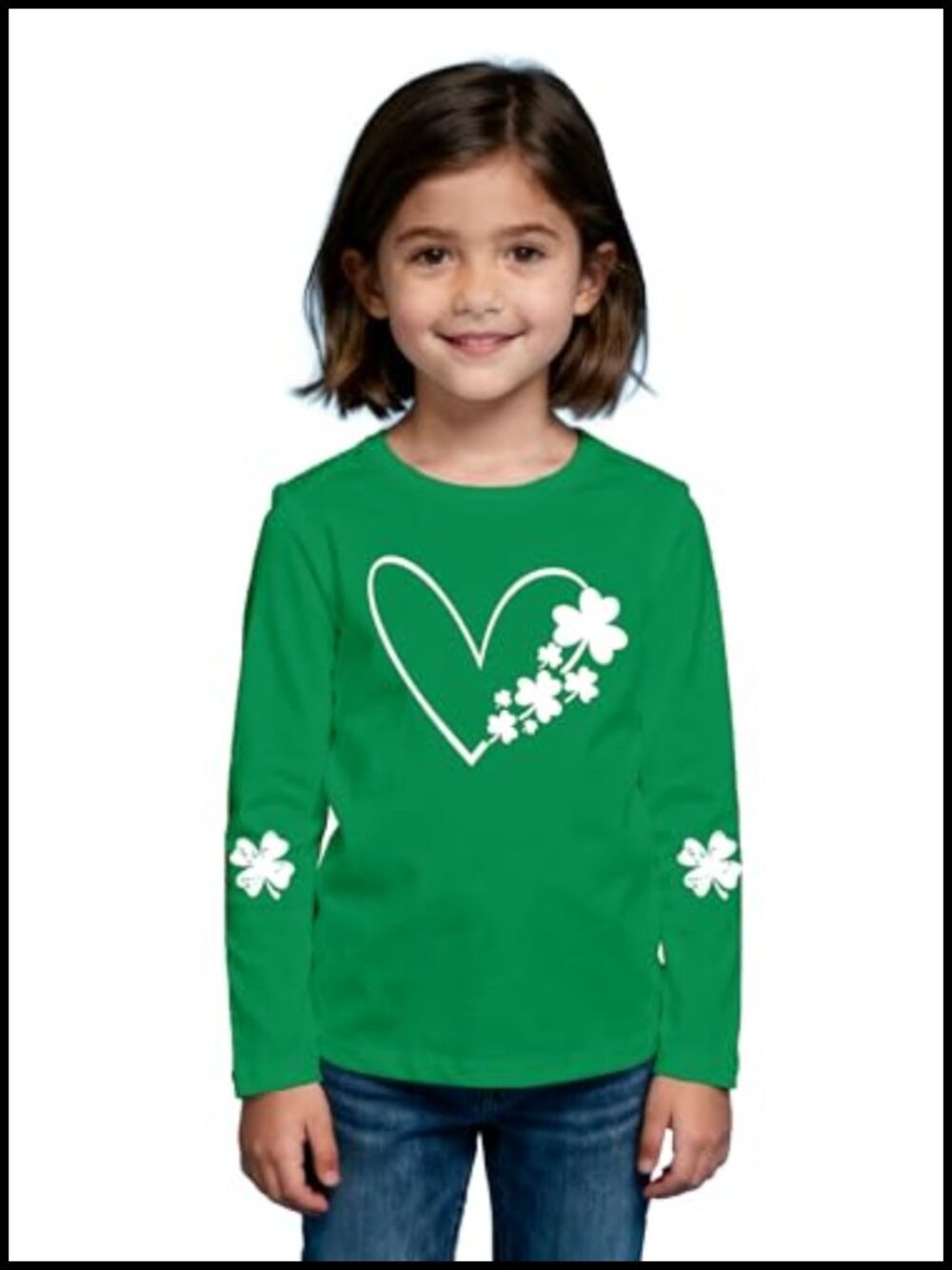Kids St Patricks Day Long Sleeve Shirt Size 3-7 Years Girls Boys Shamrock Tee